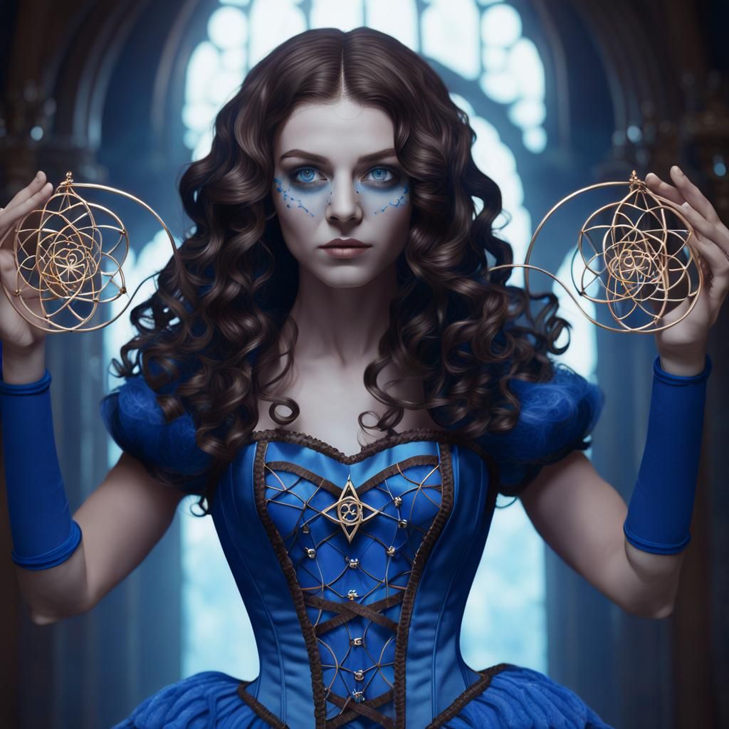 Geometric Spell Casting Witch in Detailed Matte Painting