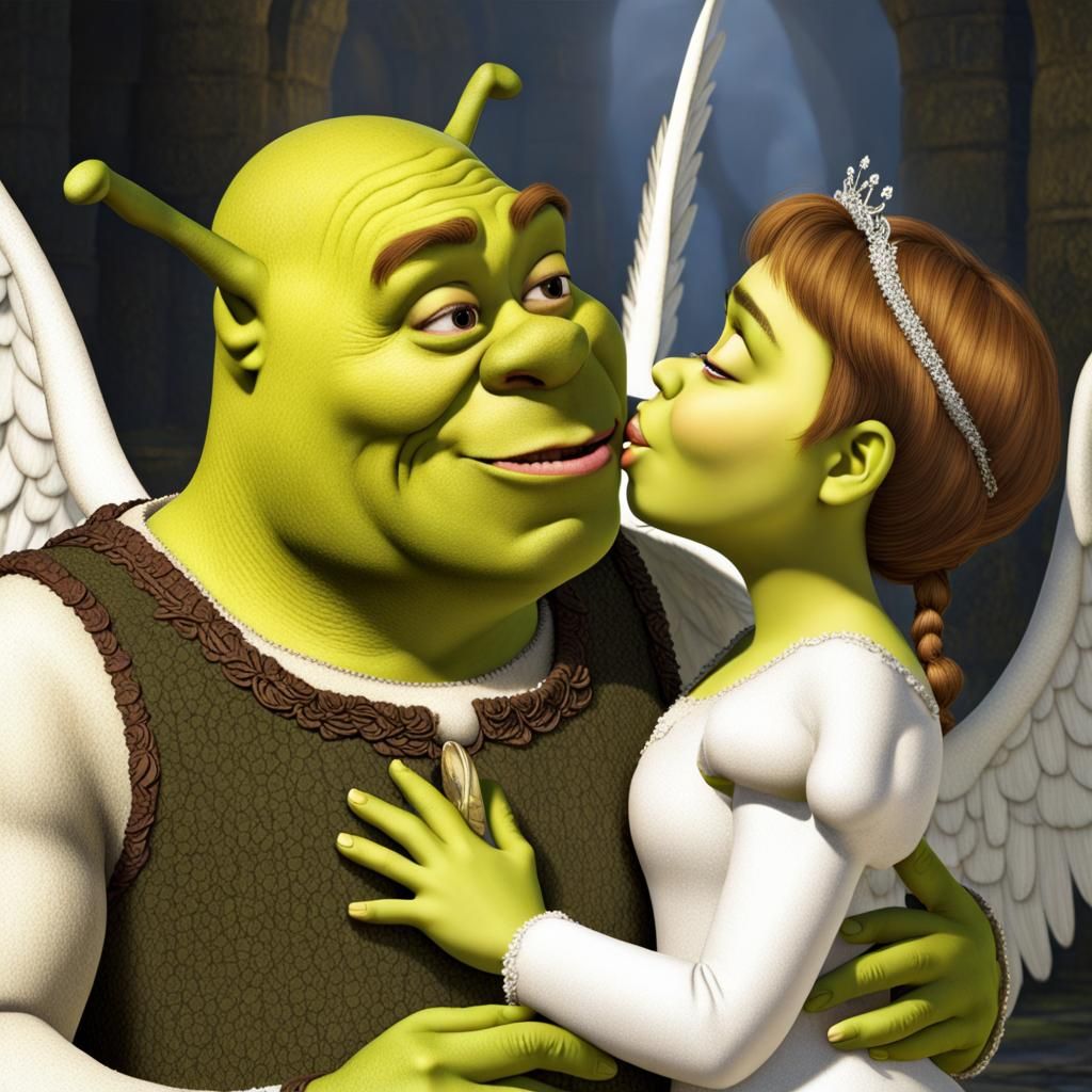 Shrek and Angel Dust Kissing