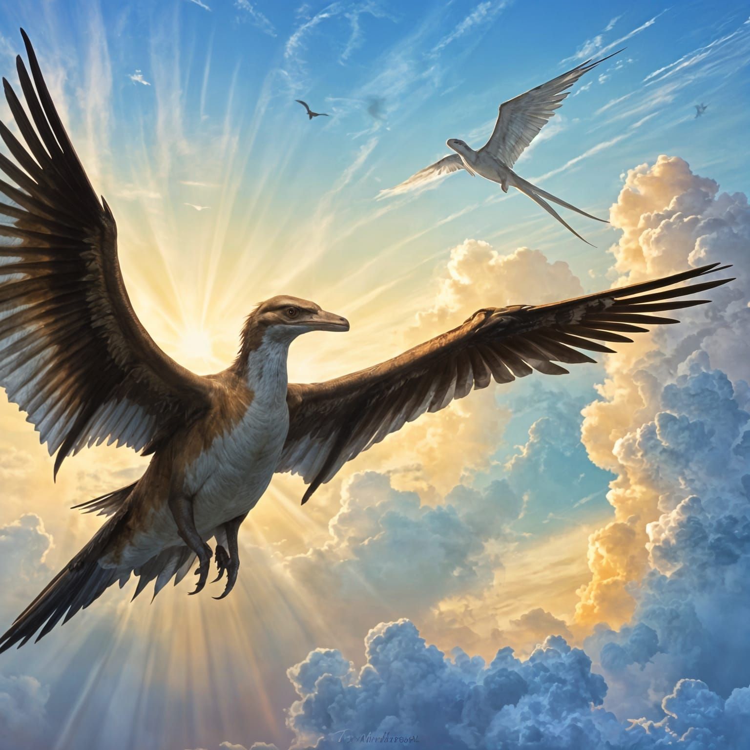 Pterodactyl Soars Through the Sunlit Skies