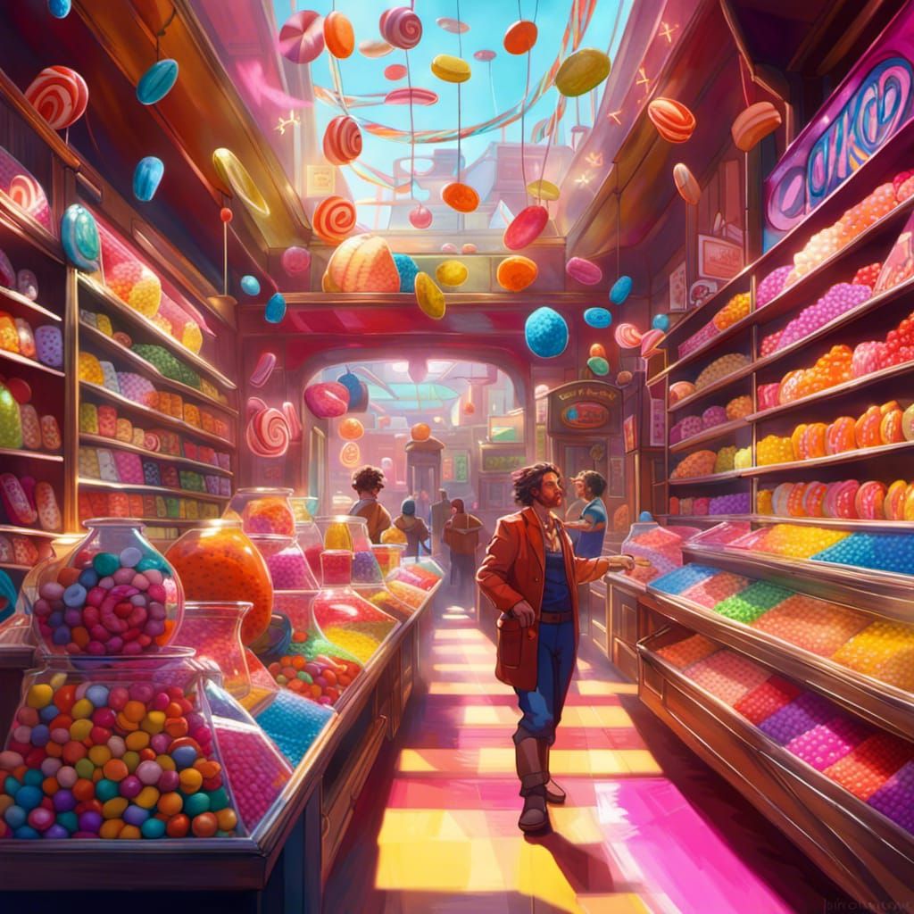 Colorful Candy Store Concept Art in 8K