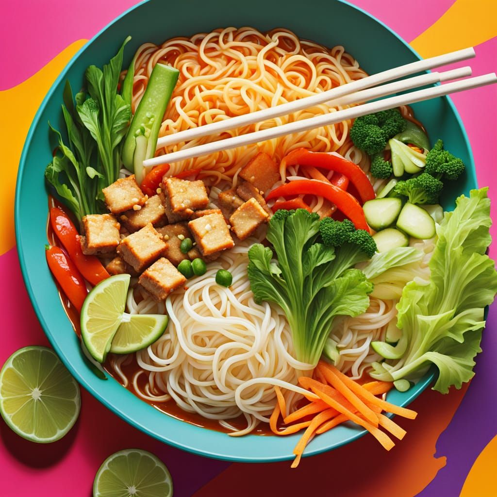 Vietnamese Takeout Dinner in Pop Art Style