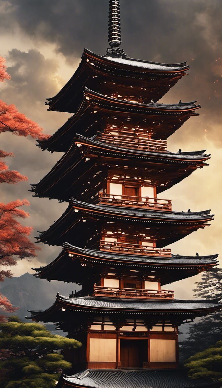 Hōryū-ji Pagoda: Ancient Wooden Structures in Digital Art