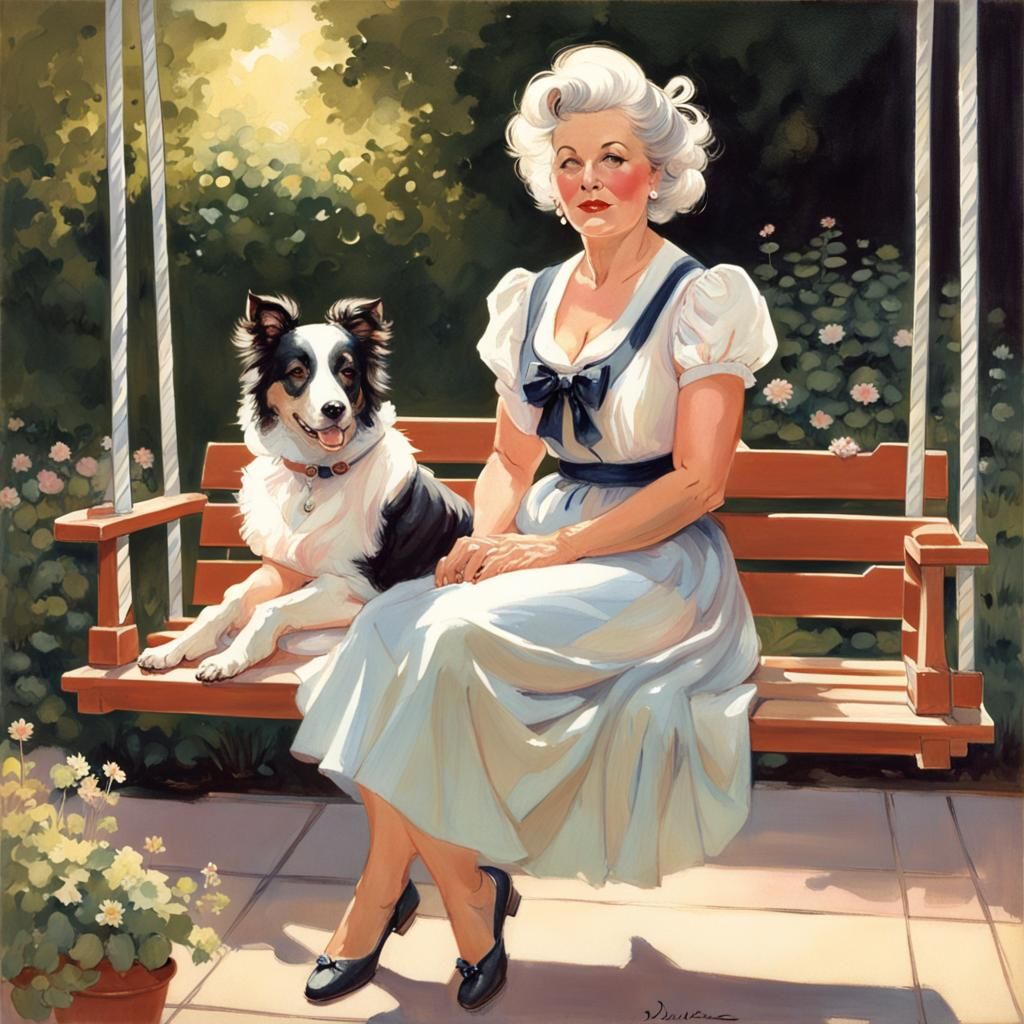 Duane Bryers Style Pinup of Woman on Swing