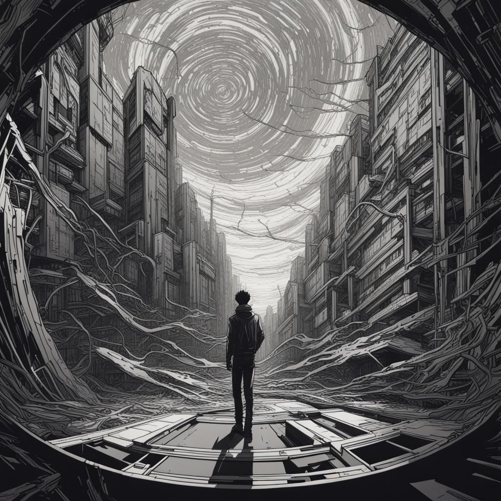 Monochromatic Modern Art with Kintsugi Elements