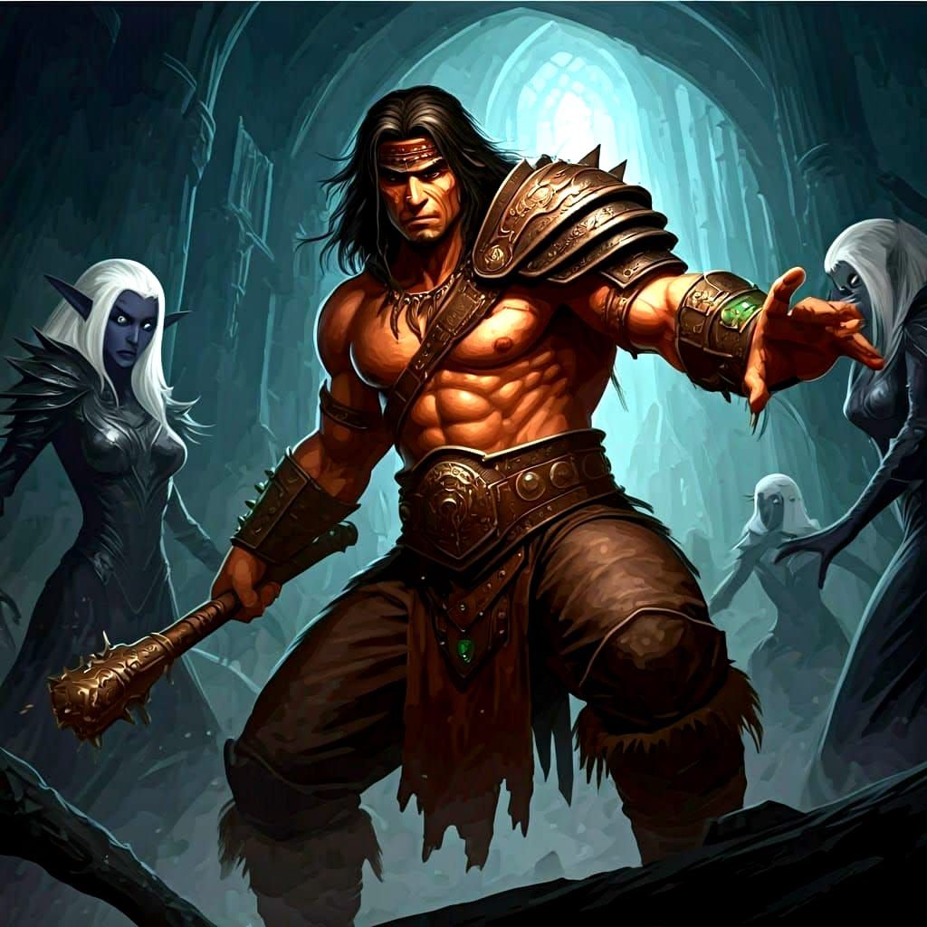 Dungeons and Dragons Warrior in Dark Brown Armor