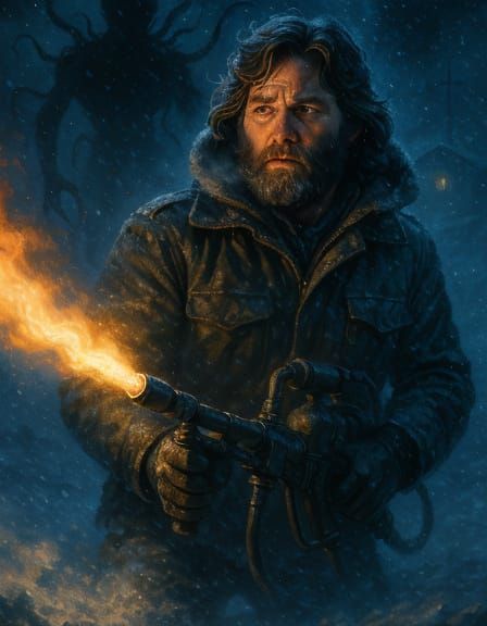 Kurt Russell Portrait in The Thing Blizzard