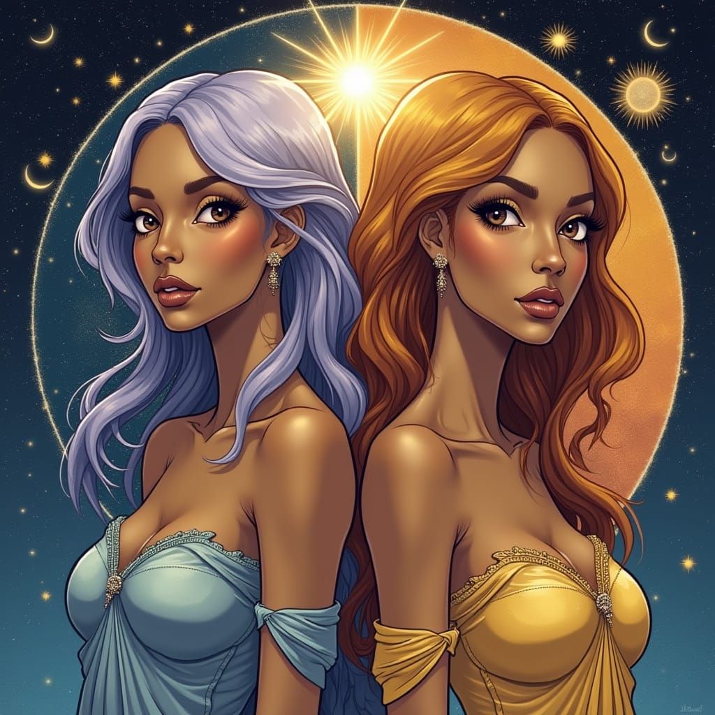 Divine Goddesses Unite in Cosmic Harmony