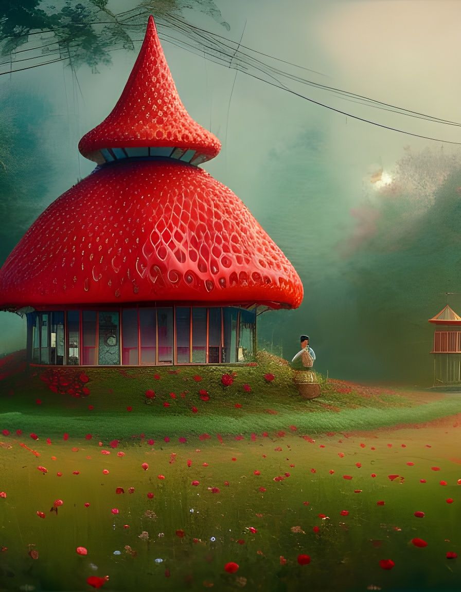 Whimsical Strawberry House in Strawberry Field