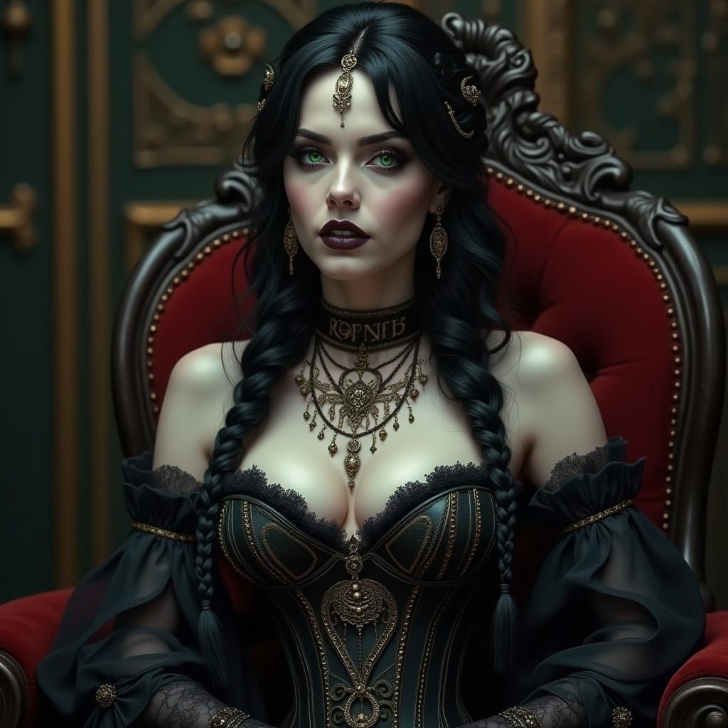 Dark Fantasy Vampire Noblewoman in Gothic Regalia