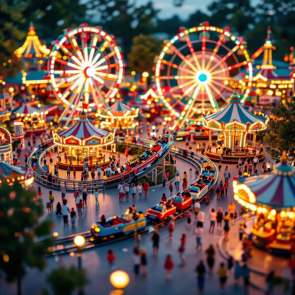 Miniature Amusement Park in Tilt-Shift Photography