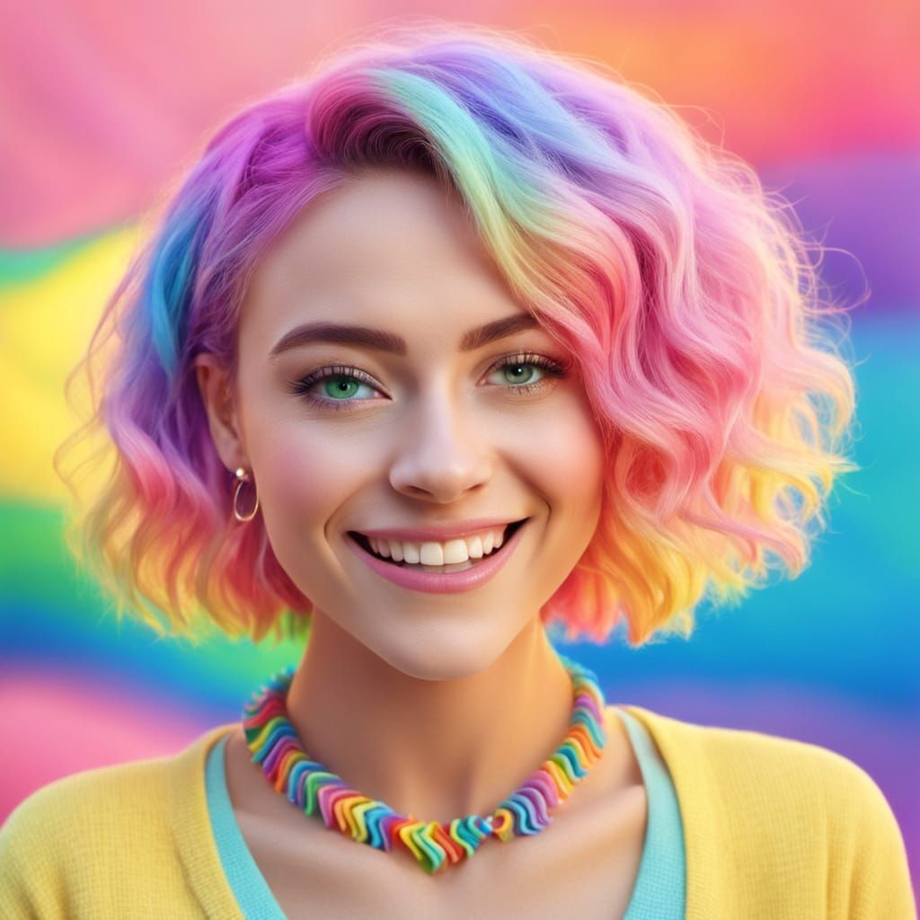 Smiling Pansexual Girl in Vibrant Digital Art