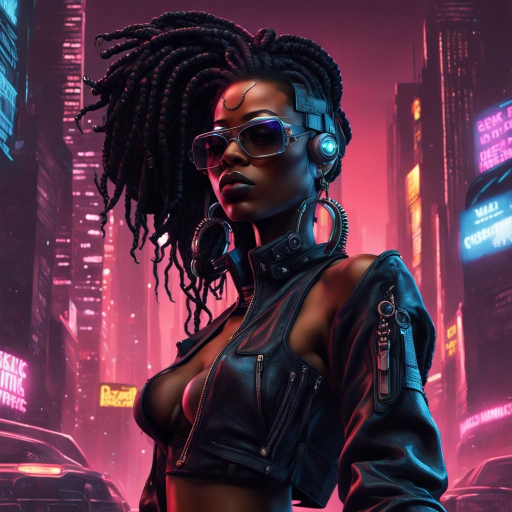 Cyberpunk Noir: Beautiful Woman in Dystopian City