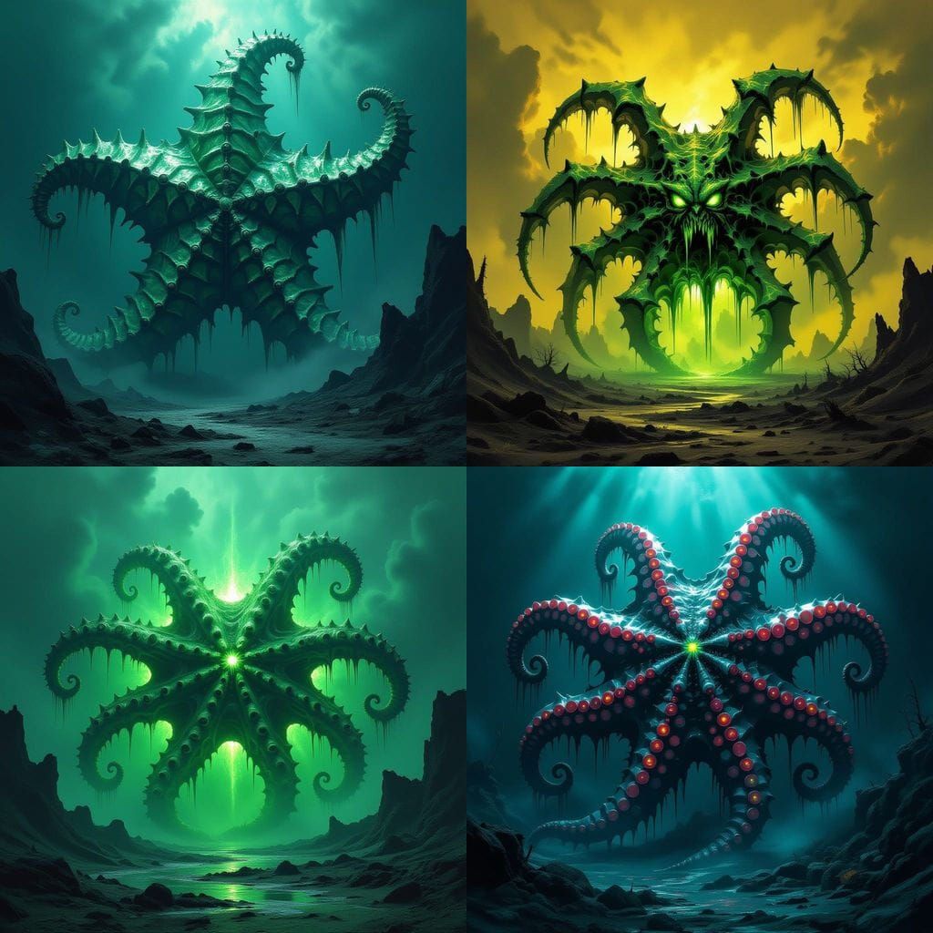 Giant Toxic Starfish in Horror Style