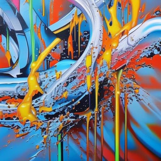 Colorful Polychromatic Graffiti Art in Street Style