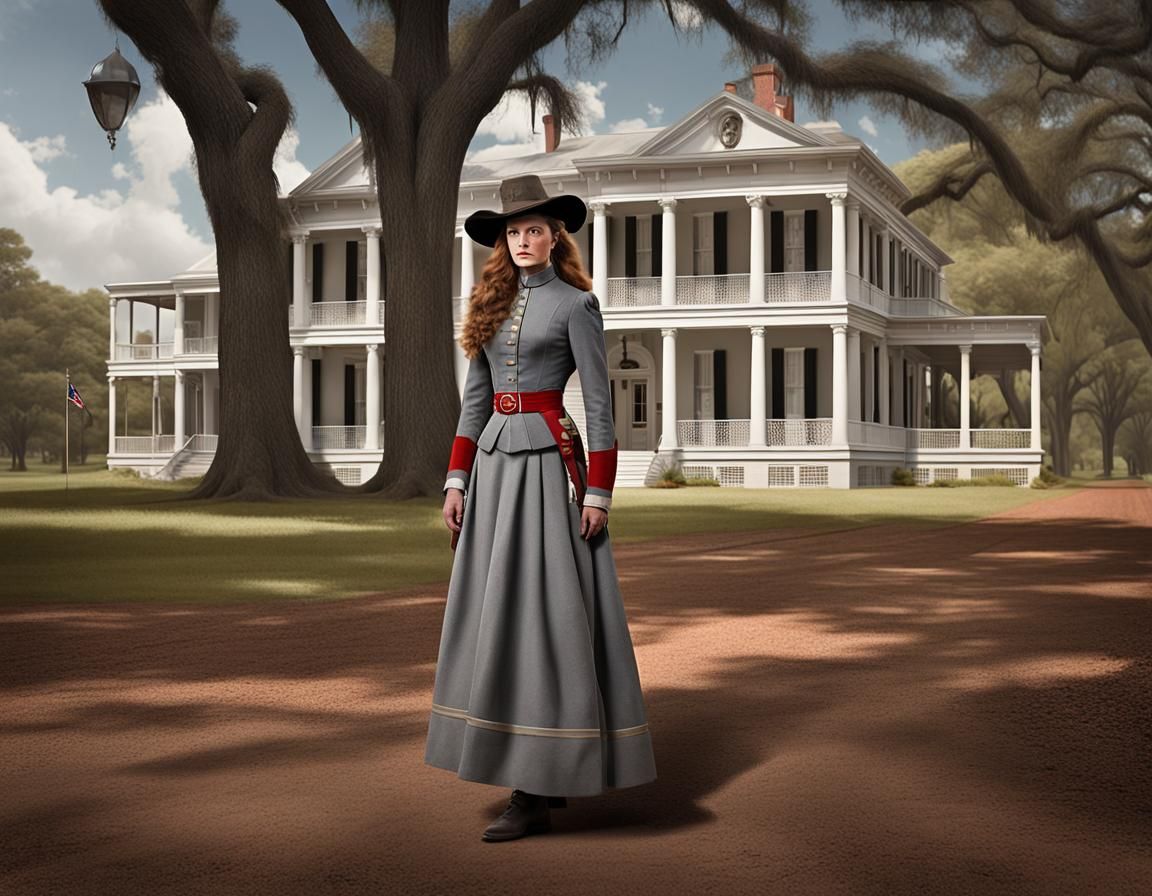 Western Woman in Confederate Uniform Portrait