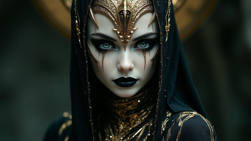 Gothic Robot Angel in Ornate Art Nouveau Style