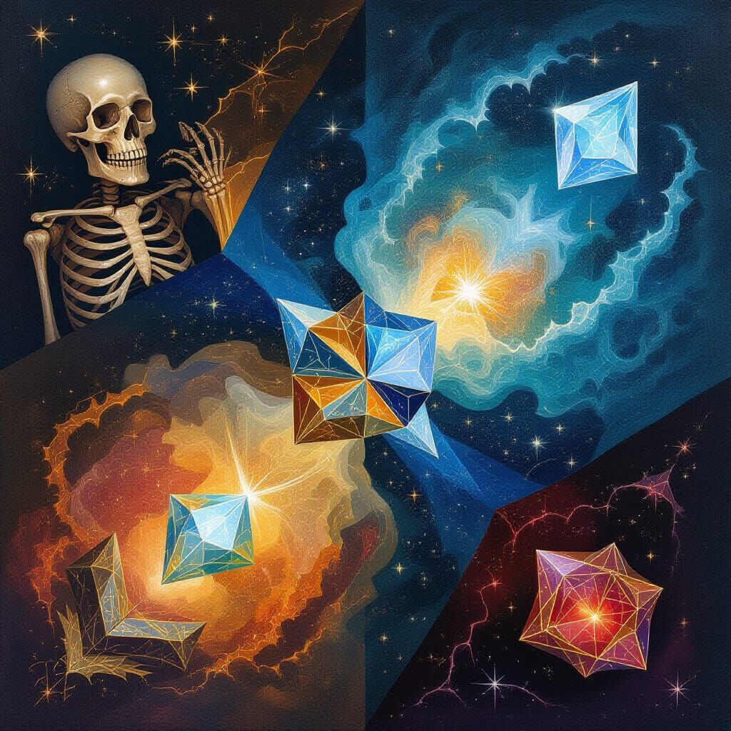 Abstract Skeleton in Metallic and Gemstone Style