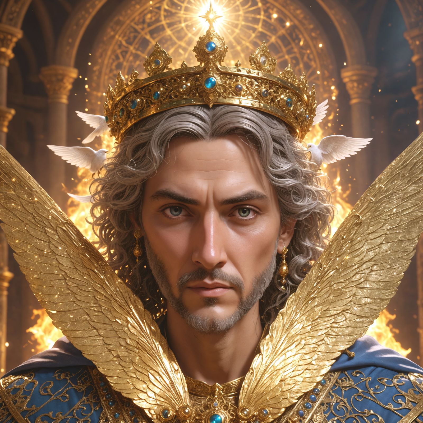 Divine Scholar Radiating Magic and Holiness