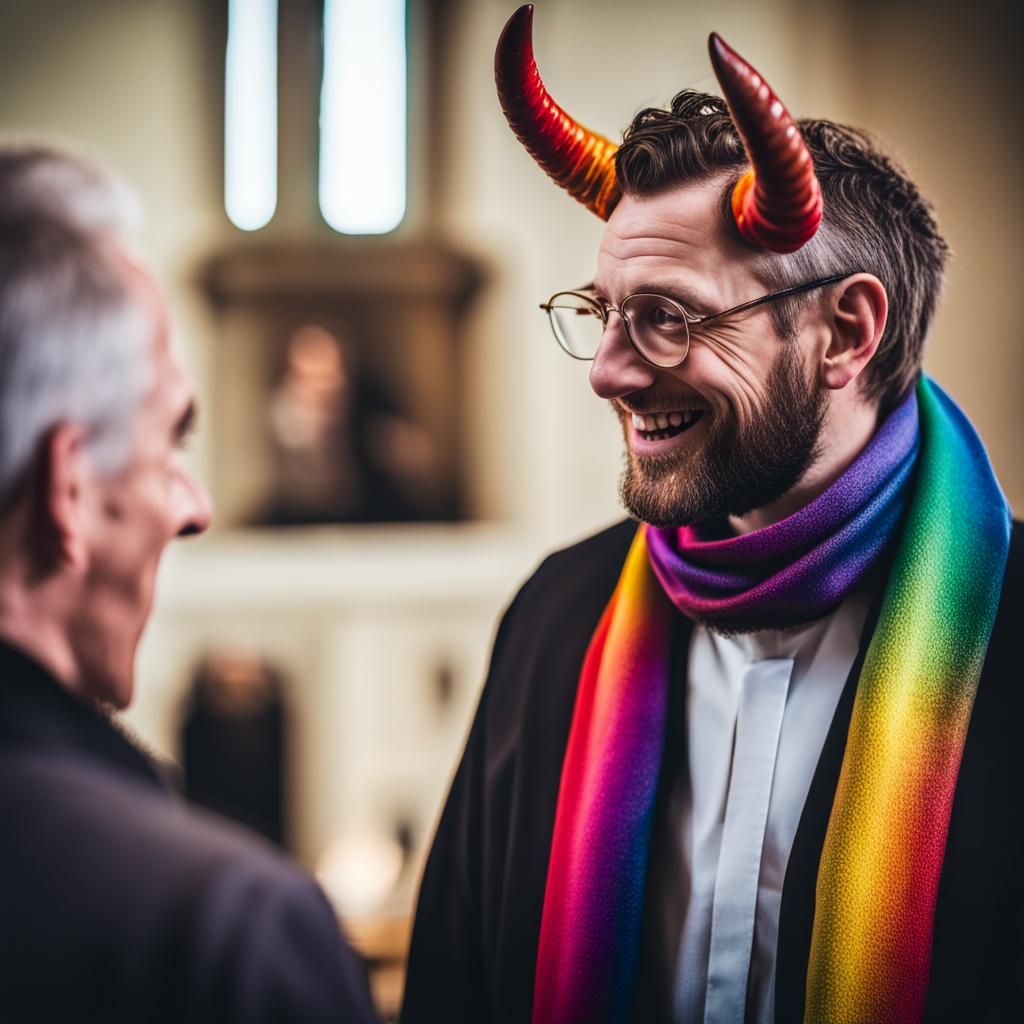 Vile Horned Demon Talks to Modern Vicar