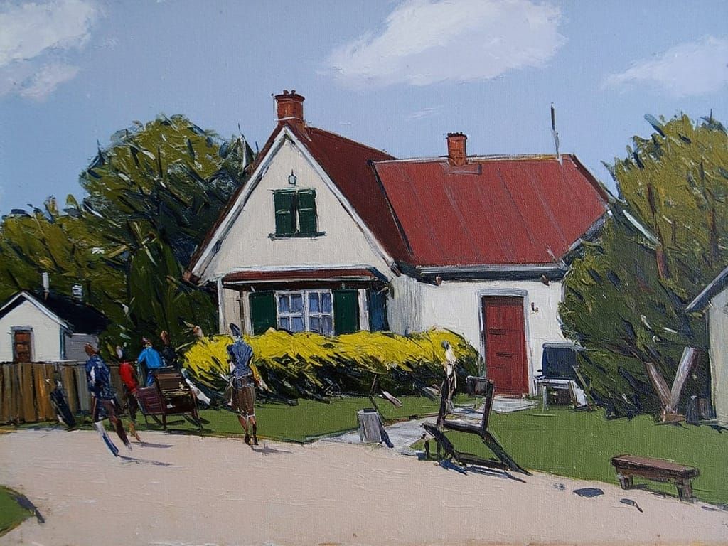 Surreal Summer Garden Scene in Impressionist Style