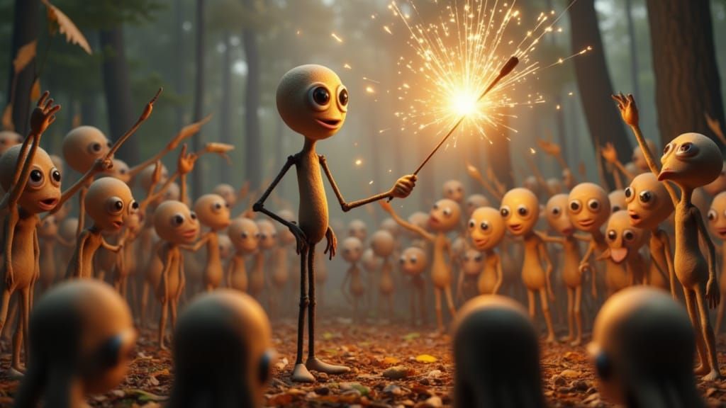 Animated Matchstick Sparks Revolution at Podium