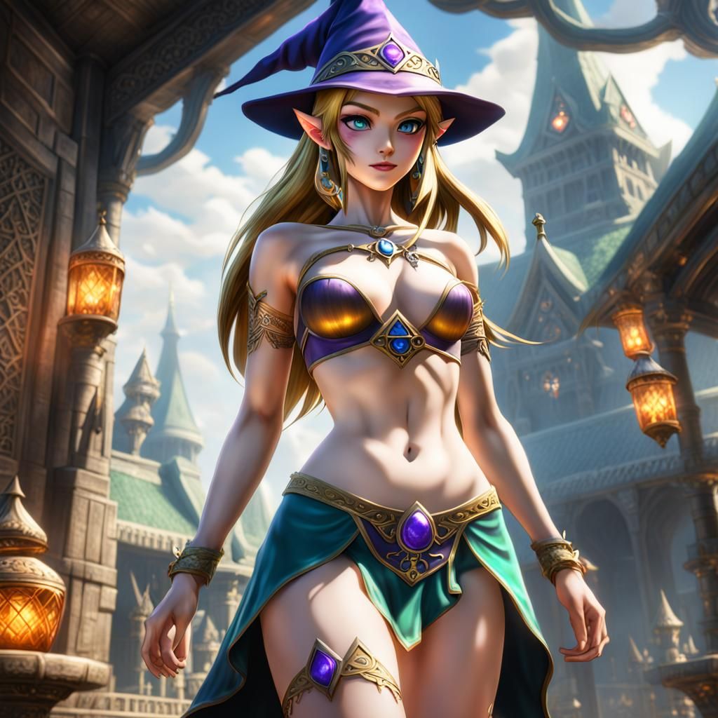 Hyperrealistic Princess Zelda in Witch Outfit