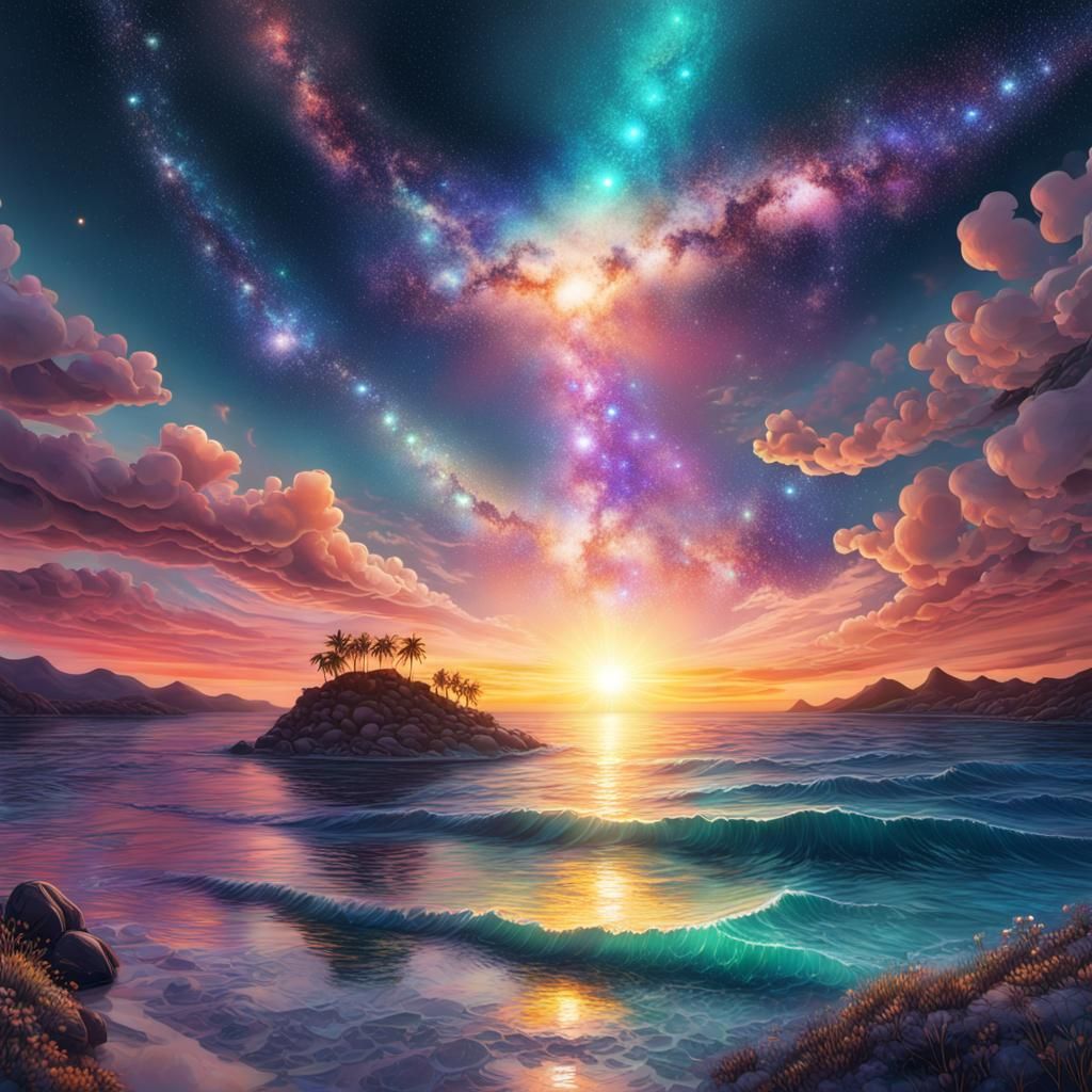 Spring Island Sunset with Astral Milky Way