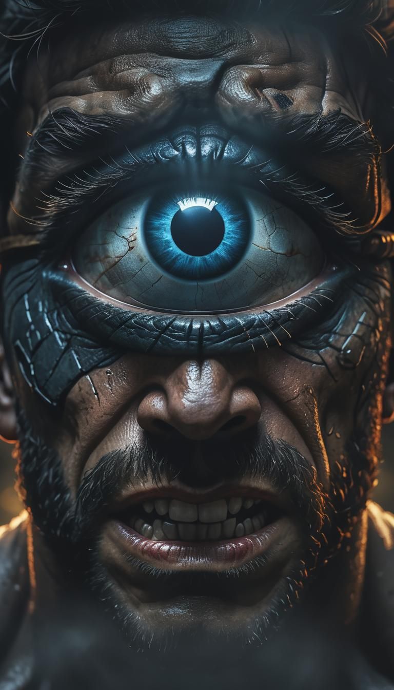 Hyperrealistic Portrait of a Fierce Cyclops