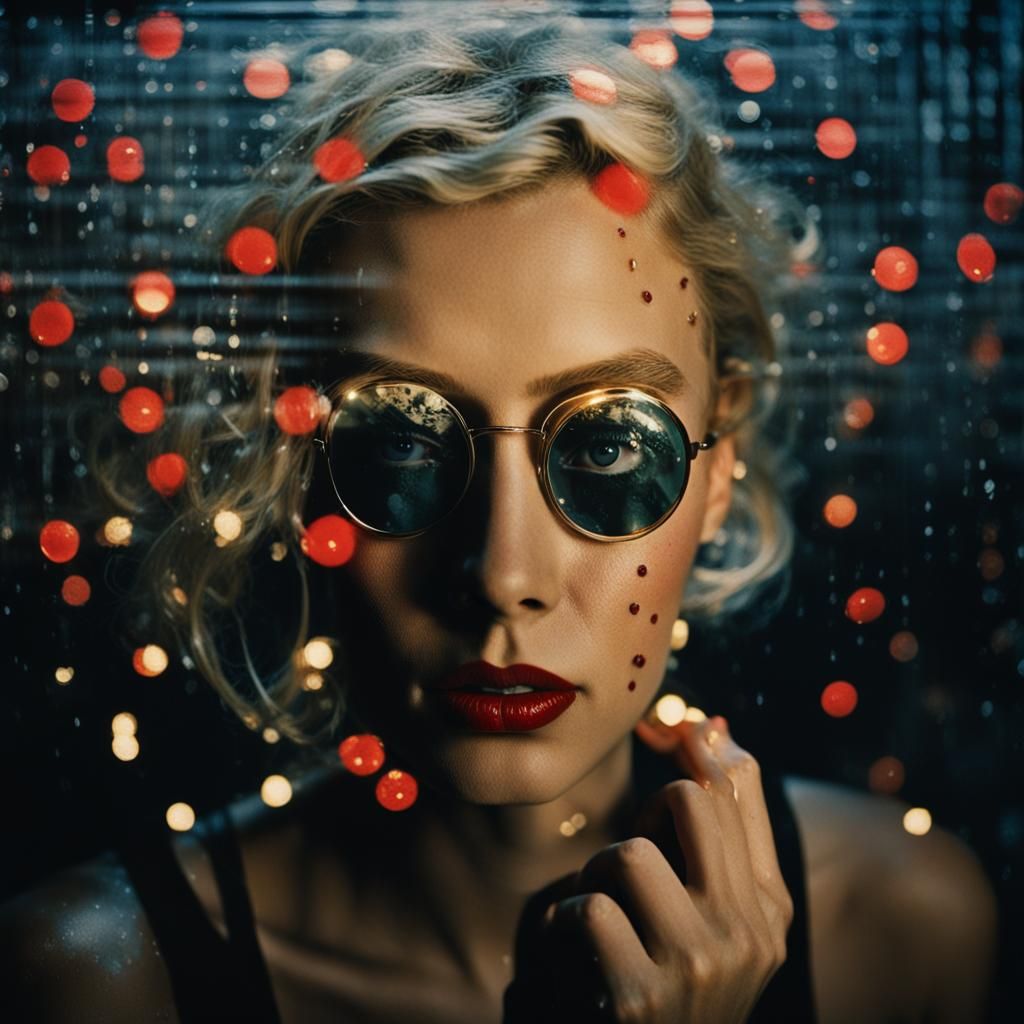 Analog Film Portrait: Blonde Woman with Red Lips