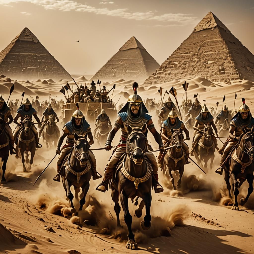 Epic Ancient Egyptian Battle with Warriors and Chariots
