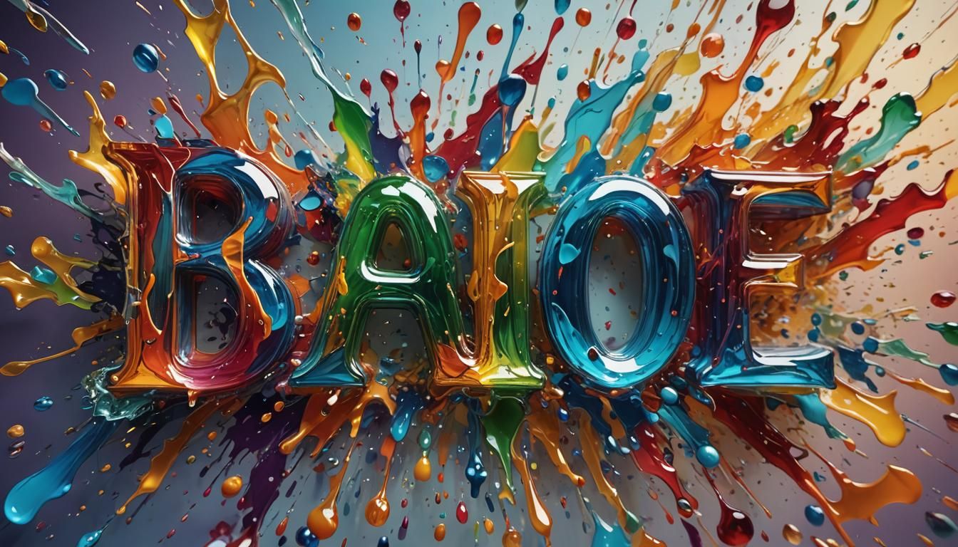 Colorful Glass Word Art in Splash Art Style