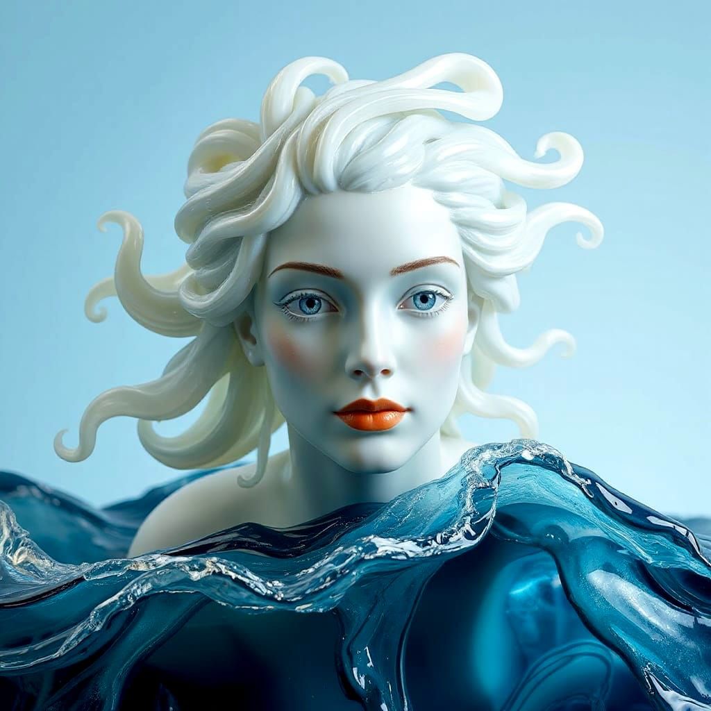 Glass Goddess Emerging from the Stormy Sea