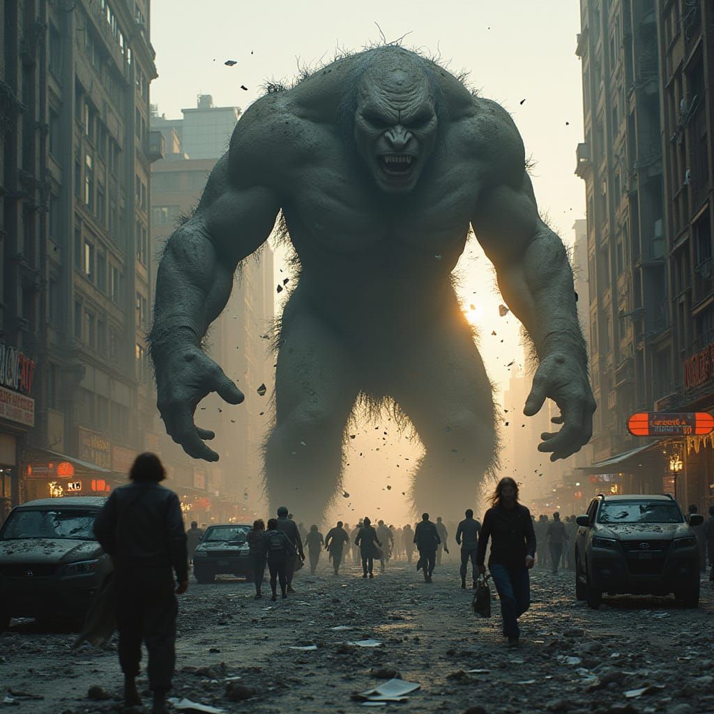 Post-Apocalyptic Cityscape in Dark, Gritty Style