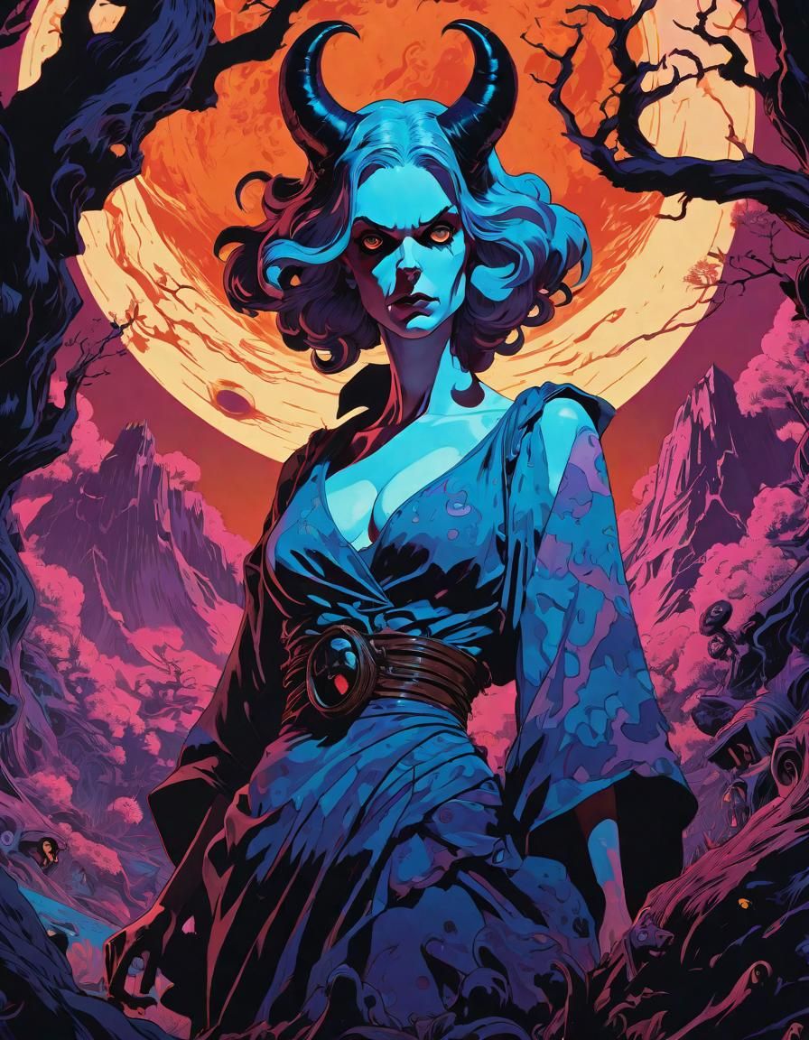 Demonic Lilith in Retro Pop Art Style