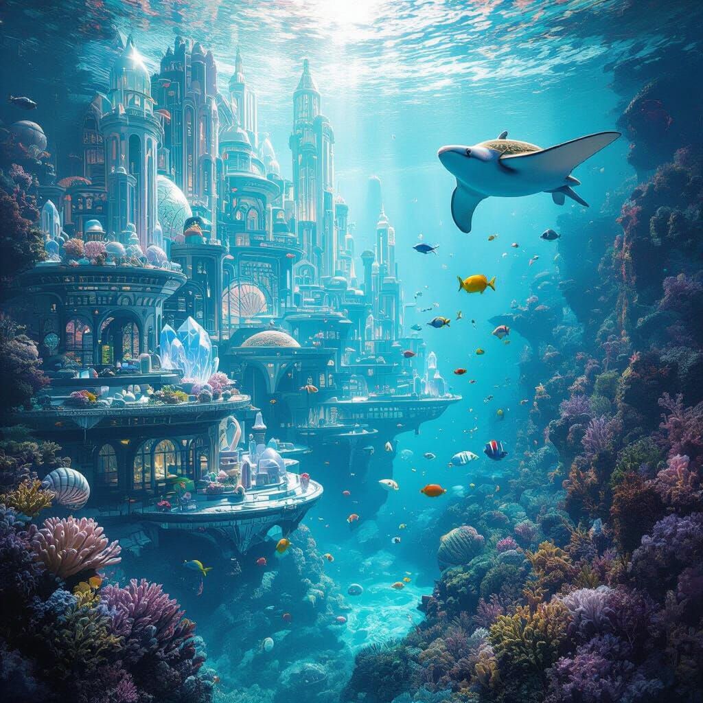 Underwater City with Coral Architecture in Sci-Fi Style