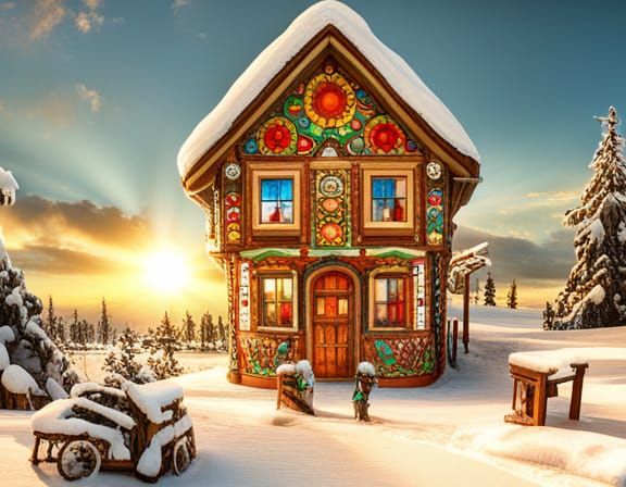 Whimsical Gingerbread House in a Candy Shop: Graffiti Art