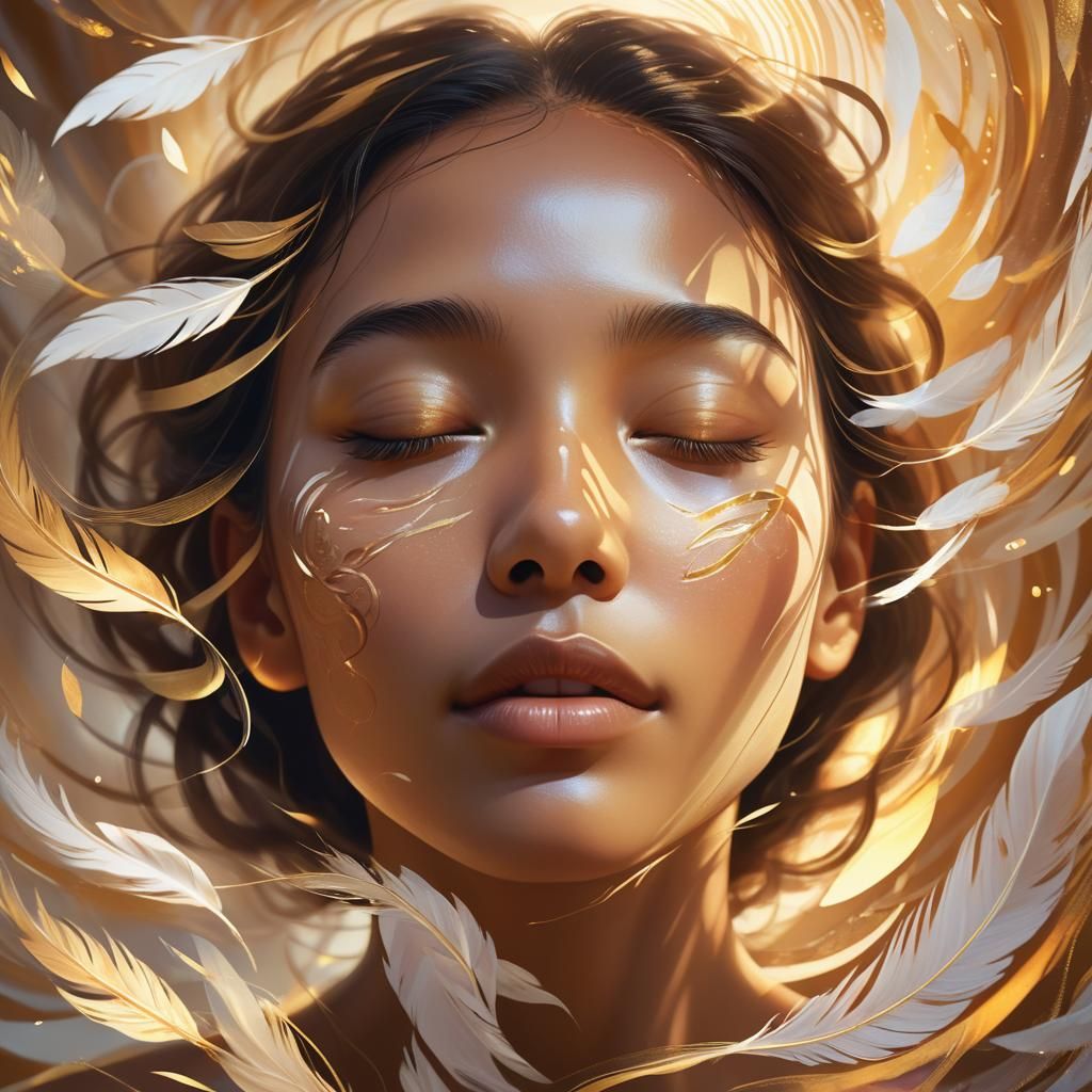 Dreamlike Portrait of a Woman with Swirling Sensations