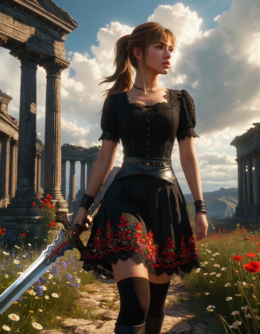 Eve from Stellar Blade: Chiaroscuro Oil Painting