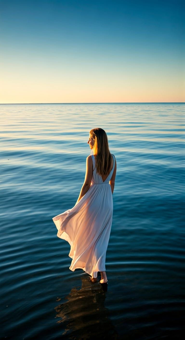 Sunlit Woman by the Sea: A Study in Light and Color