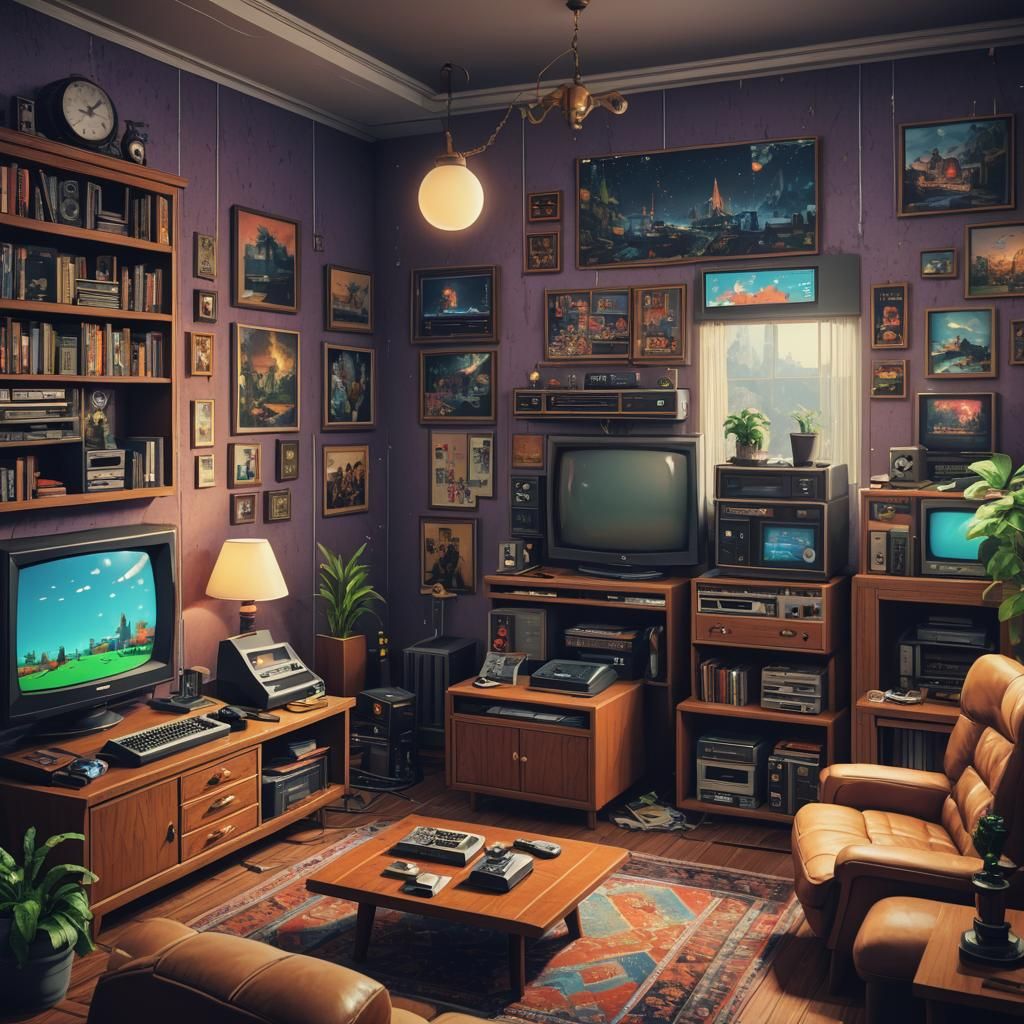 Retro 8-bit Computer Room: 1990s Concept Art