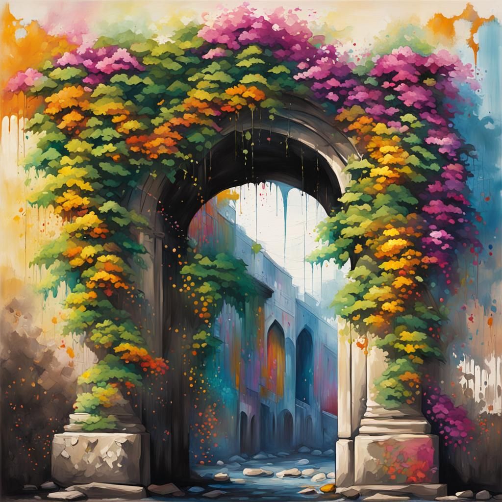 Jasmine Archway in Graffiti Splash Art Style