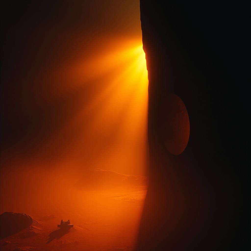 Mysterious Futuristic Landscape in Dark Surrealism Style