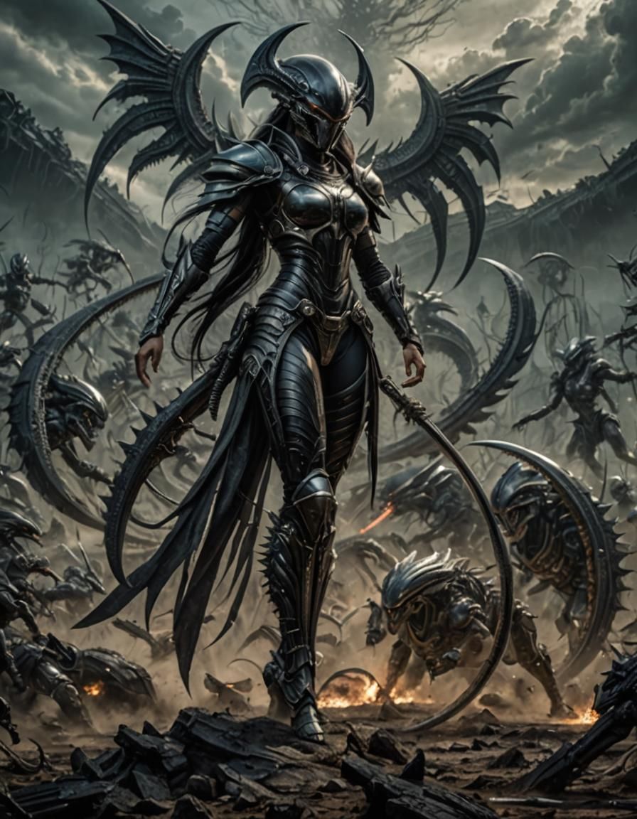 Amazonian Warrior in Xenomorph Armor: Biomechanical Concept ...