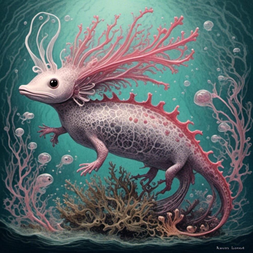 Unique AI Interpretation of an Axolotl