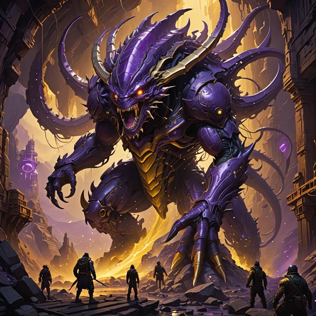 Alien Leviathan Invasion: Dark Fantasy Concept Art