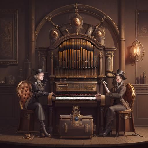 Steampunk Weasel Plays Pipe Organ in Detailed Painting