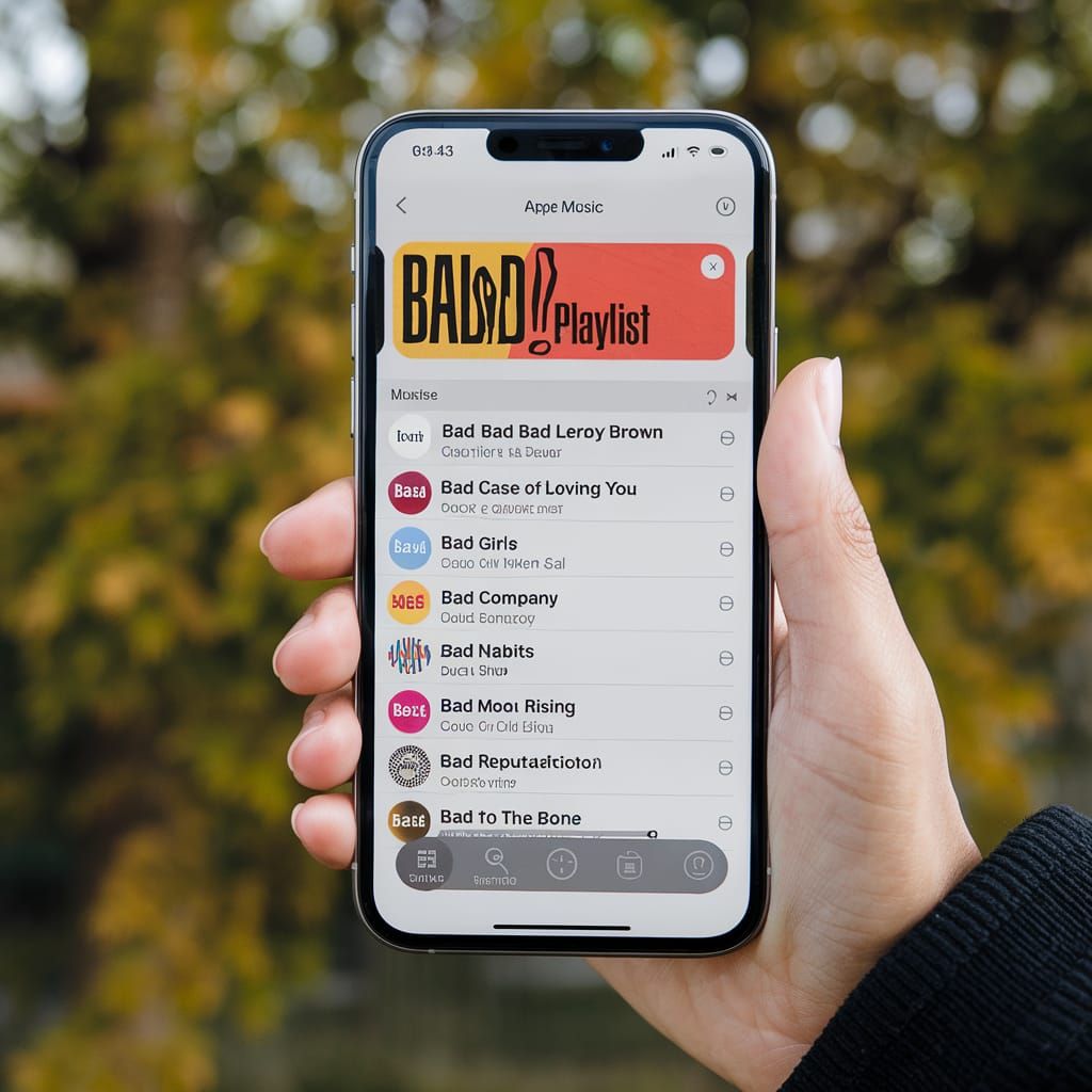 iPhone Displaying a "Bad" Themed Music Playlist