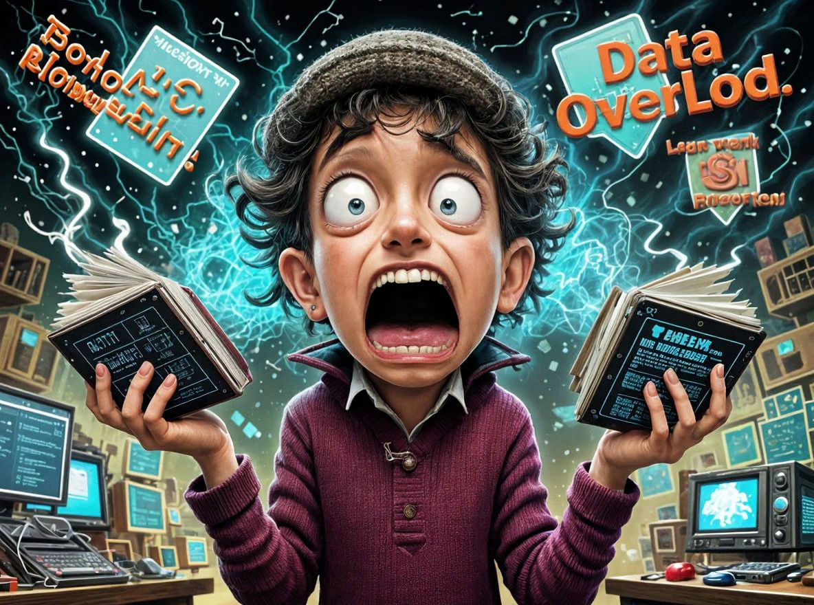 Cartoon AI Character Overload in Digital Illustration