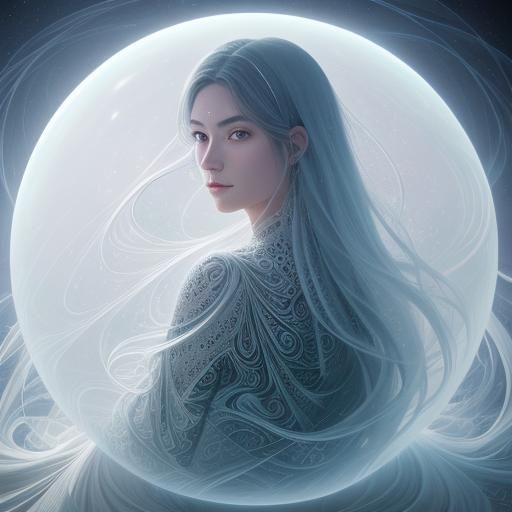 Mystical Orb: Surreal Digital Art Portrait
