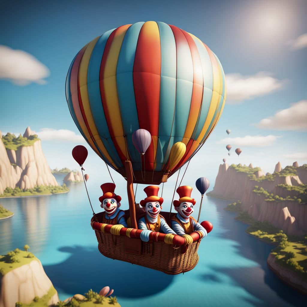 Clowns' Island Adventure in 3D Rendering